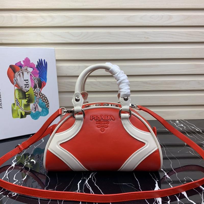 Prada 1BB071 Plain Leather Red and White